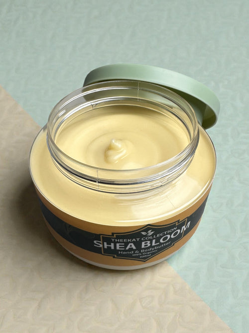 Rich whipped shea butter texture for deep skin hydration and moisture